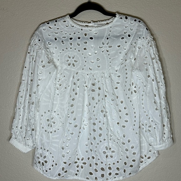 Boho Elegant Classic White Sheer Eyelet Top from SHEIN S Feminine Oversized - Picture 7 of 7